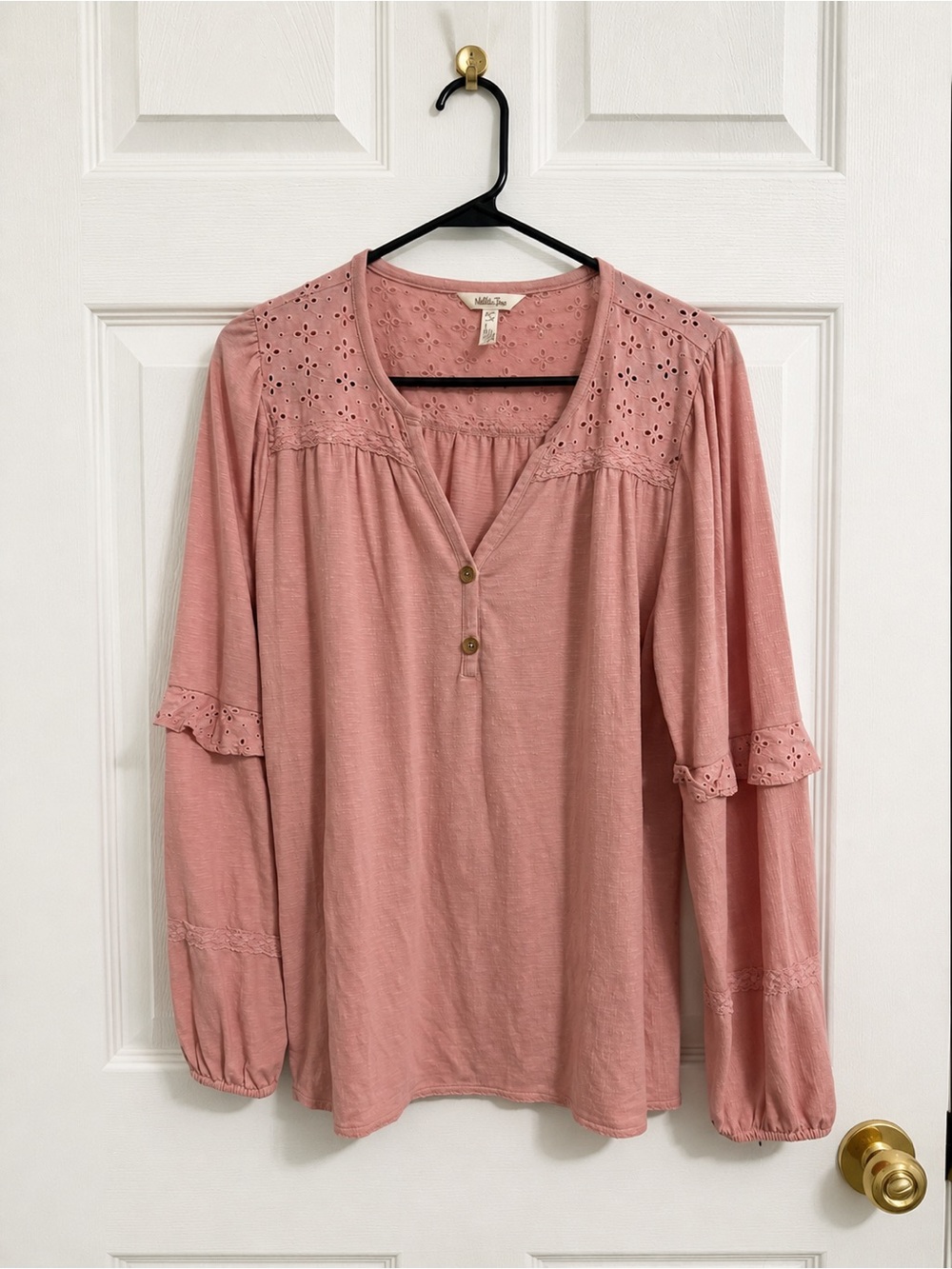 Matilda Jane Dusty Rose Eyelet Peasant Blouse